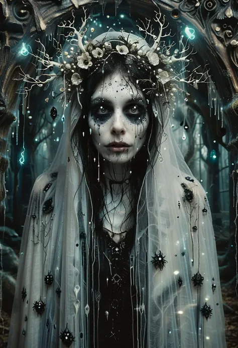 realistic photography of a cute magical ghostly apparition with sorrowful eyes in an enchanted wonderland, beautiful whimsical fantasy art concept, detailed background, glowing particles, intricate details, realism, ultra sharp, <lora:Melting_world:0.8>