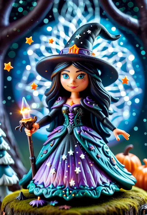 realistic photography of a cute magical witch with magical aura made of ral-plymbl in an enchanted wonderland, beautiful whimsical fantasy art concept, detailed background, glowing particles, intricate details, realism, ultra sharp <lora:ral-plymbl-sdxl:0.8>