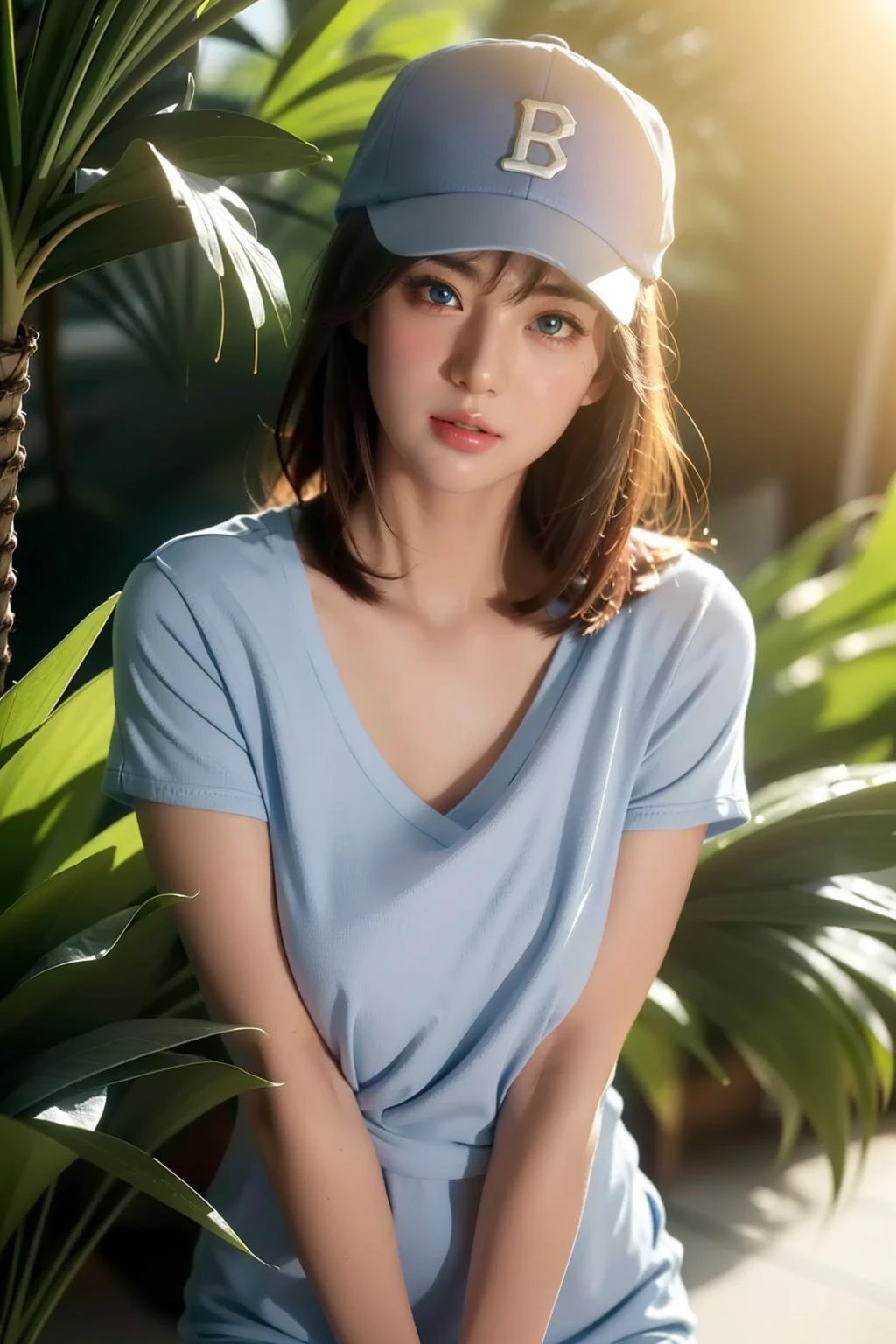 day,basebal court,
standing at attention,
baseball_cap,Blue_baseball_uniform,short sleeves, collarbone,
<lora:AkaneNanaoV1:0.7>, hair_ornament, hairclip,
blue_eyes,Brown_hair,short_hair,Bangs,
,<lora:more_details:0.1>,
1 girl, 18yo,Young female,Beautiful long legs,Beautiful body,
Beautiful Nose,Beautiful character design, perfect eyes, perfect face,expressive eyes,perfect balance,
looking at viewer,closed mouth, (innocent_big_eyes:1.3),(Light_Smile:0.3),
official art,extremely detailed CG unity 8k wallpaper, perfect lighting,Colorful, Bright_Front_face_Lighting,White skin,
(masterpiece:1.0),(best_quality:1.0), ultra high res,4K,ultra-detailed,
photography, 8K, HDR, highres, absurdres:1.2, Kodak portra 400, film grain, blurry background, bokeh:1.2, lens flare, (vibrant_color:1.2),professional photograph,
(Beautiful,huge_Breasts:1.0), (beautiful_face:1.5),(narrow_waist),