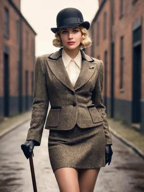1920s vintage vogue photo, full body shot, upskirt, stunning blonde woman , provocative pose, spreading legs, (pussy closeup:1.1), steamy street of 1920's Birmingham, A crystal-studded walking cane in hand adds a touch of opulence and sophistication, Dressed in a tailored tweed jacket, revealing outfit, sexy outfit,( cleavage:1.1), cloche hat, the woman exudes the strength and sophistication of the Peaky Blinders era, With a mysterious gaze and smoky eye makeup, capturing the rebellious spirit of the iconic Peaky Blinders TV show, sepia-toned filter, nostalgic touch, ( nsfw:1.1), nude body, skirtlift, cinematic lighting, chiaroscuro <lora:nsfw-xl-2.1:0.8>, (oily skin, glossy skin, glossy oiled skin:1.1)
