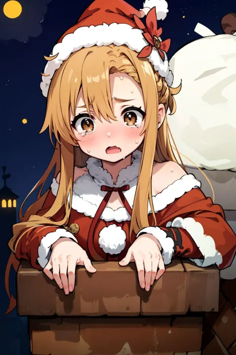 (masterpiece, best quality:1.2), solo, 1girl, aquascreaming, screaming, open mouth, crying with eyes open, antlers, red nose, christmas costume, fur trim <lora:concept_aquascreaming-16:0.8>