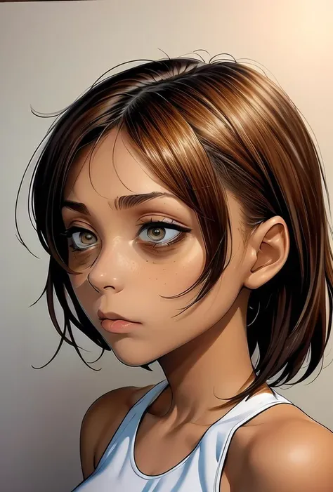 (masterpiece, best quality), 1girl,  Dark Brown Faux Hawk with Low Fade, Size E breasts,    <lora:1720534514531533610:0.8>