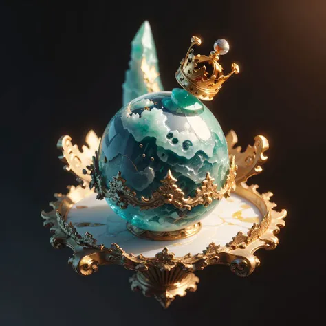 (no humans:1.5),(jade carving crown),High Detail,Sharp focus,full body,(closeup),realistic details,miniature sculpture,(jade:1.3),three-dimensional,3D,blender,C4D,<lora:jade:0.6>,<lora:PlanetDesignerV1:0.6>,jade celestial globe,black background,simple background,floating,, (masterpiece, best quality, high quality, highres, ultra-detailed),