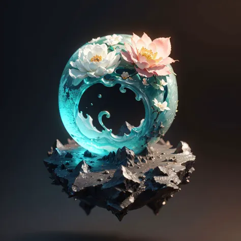 (no humans:1.5),(jade carving flower),High Detail,Sharp focus,full body,(closeup),realistic details,miniature sculpture,(jade:1.3),three-dimensional,3D,blender,C4D,<lora:jade:0.6>,<lora:PlanetDesignerV1:0.6>,jade celestial globe,black background,simple background,floating,, (masterpiece, best quality, high quality, highres, ultra-detailed),