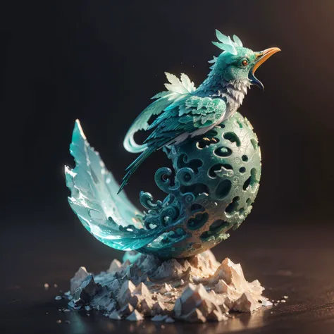 (no humans:1.5),(jade carving bird),High Detail,Sharp focus,full body,(closeup),realistic details,miniature sculpture,(jade:1.3),three-dimensional,3D,blender,C4D,<lora:jade:0.6>,<lora:PlanetDesignerV1:0.6>,jade celestial globe,black background,simple background,floating,, (masterpiece, best quality, high quality, highres, ultra-detailed),