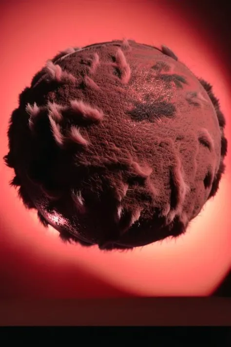 (old color photo) of celestial globe, pink fur, (black background:1.2), analog style, 35mm, dramatic light, <lora:BetaCelestialBodyDesigner_v10:1>