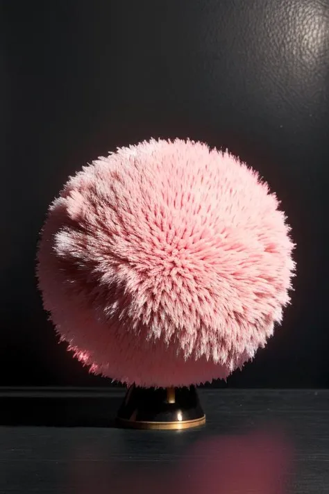 (old color photo) of celestial globe, pink fur, (black background:1.2), modelshoot style, analog style, 35mm, dramatic light, <lora:BetaCelestialBodyDesigner_v10:1>