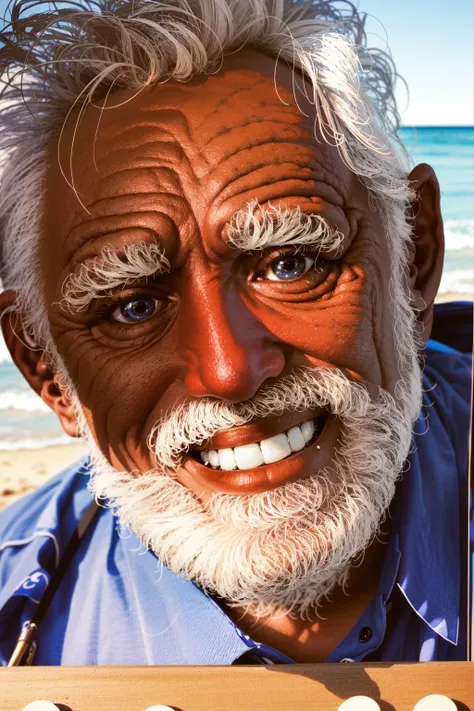 best quality, intricate details,
1boy, old man, smile, teeth, <lora:locon_harold_v1_from_v1_64_32:1.3> sks person, analog style, modelshoot style, photo of beautiful sks person, hyper realistic photograph, detailed face,film grain, Kodak portra 800, f1.8, intricate, at the beach,