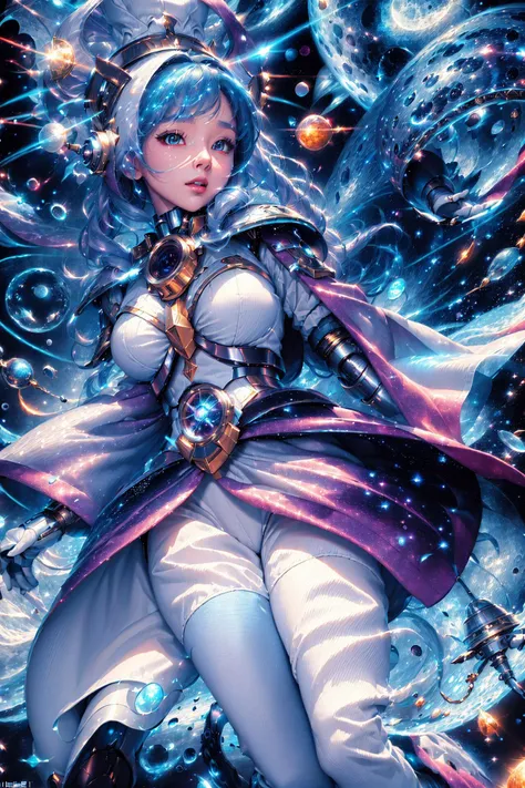 (WHITE BACKGROUND:1.5), white corners in background, galaxy in middle, (masterpiece), (best_quality), (ultra-detailed), (illustration), (welcoming), depth of field, ((1girl)), (magical solarpunk bot weaponsmith:1.3), (on the Norwegian moon:1.3), full body, galaxy , parted bangs, lipstick, long eyelashes, , deep red eyes, pose, [:creative costume design:0.2], , medium breasts, wide hips, narrow waist, hourglass figure,, (wizard outfit, clothes lift:1.2), korean, official art, vivid color, finely detailed, hyper detailed, 8k, high resolution illustration, absurdres, intricate detail, <lora:EnvyElegance:0.7> <lora:GachaSplash4:0.8> <lora:hair_with_scenery:0.4>