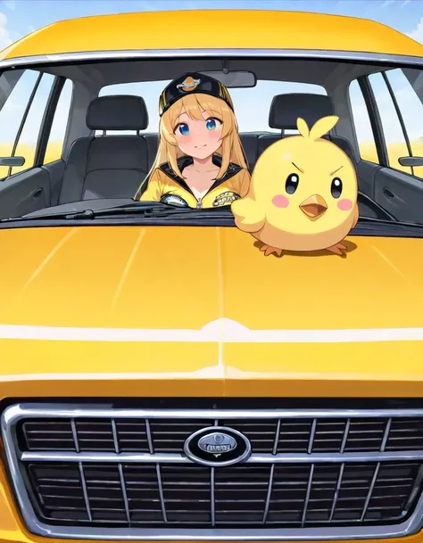 Falcon Chick in Taxi driver outfit, no humans