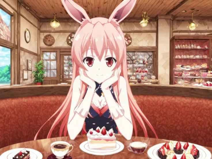 score_10
masterpiece, best quality. solo
<lora:PE_AnimeBG:1>
(kuro usagi red:1.3), sitting at a table, cafe, drinks, sweets, cake, drinking coffee, smile, looking at viewer
anime screencap <lora:Mondaiji-tachi_ga_Isekai_kara_Kuru_Sou_desu_yo__Kuro_usagi:1>