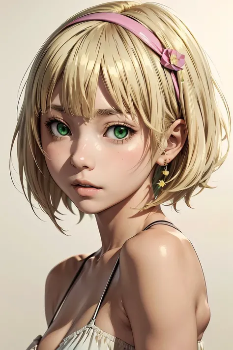 (masterpiece, best quality), 1girl, <lora:moriyama_shiemi_v1_goofy:1> Shiemi Moriyama, green eyes, blonde hair,hairband,short hair
