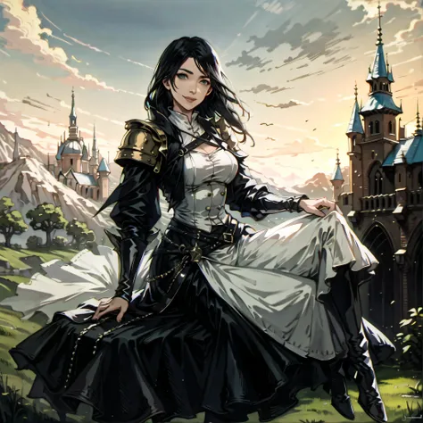 (cowboy shot), sfw, (masterpiece), (best quality:1.0), (ultra highres:1.0)
BREAK
<lora:Zatanna_YJ:0.5> Zatanna, smiling, looking at viewer 1girl, sitting, fantasy medieval armor
<lora:ff14 mogi yuusuke:1> mogi yuusuke
BREAK
(castle, medieval, gorgeous view)