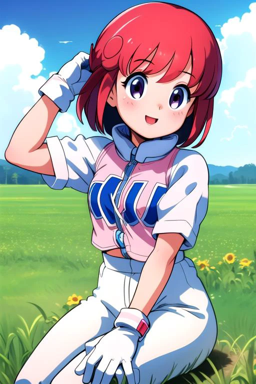 masterpiece,ultra detail,best quality,1girl,petite,pastel,outdoor,smile,strong wind,open field,happy, <lora:pastel:0.7>,printed shirt,glove,cloud,sitting on spherical vehicle,winbee