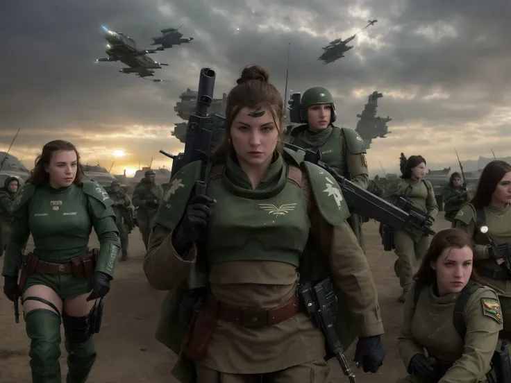 1girl, close shot professional photo of a woman, sharp focus, detailed skin texture, detailed eyes, detailed hair, <lyco:warhammer 40k imperial guardsman:.7>, rifle, sword, laser gun, green military uniform, collar, soldier, astra militarum, imperial guard, warhammer, wh40k, <lyco:ERS:.7>, black hair, background is a massive cityscape, battle, fighting, combat, huge explosion in the background, the distant future, 1942, color photo, <lyco:RPGAngel:.3> <lyco:epiNoiseoffset_v2:1.0>