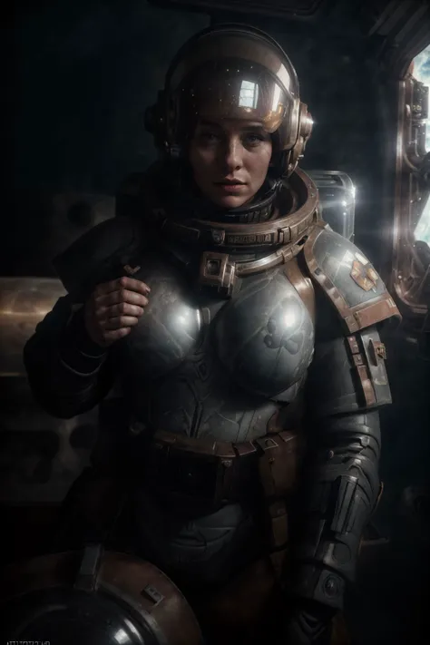 1girl, (photographic:1.3), (RAW photo:1.3), (ultra wide lens:1.3), (far shot:1.3), (selfie shot:1.3), ((AM131_Sabrina_Spice)), (an astronaut taking selfie floating on space:1.4), cleavage, soldier, spacesuit, rifle, fighting, war, battle, (helmet on:1.3), (infinite space behind her:1.3), (no gravity:1.1), soft lighting, film grain, Fujifilm XT3, dslr, masterpiece, best quality, realistic, high-quality, realistic works, ultra-high details, 8k uhd, real skin materials, <lora:add_detail:1>, <lora:LowRA:0.5>, astra militarum, imperial guard, wh40k, <lyco:whsororitas_v4:.35> <lyco:ww1ger_v0.1:.6>