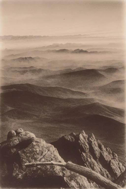 lith_Agfa_Brovira_Satino_BW122, a foggy mountain, lord of the ring style