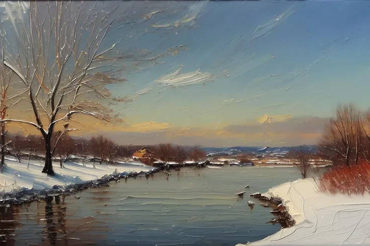 (distant view:1.3),(award-winning painting:1.3), (8k, best quality:1.3), (realistic painting:1.1), A gorgeous and intricate painting, fine art, winter landscape
<lora:detailmaker:0.35> <lora:add_detail:0.75>, <lora:Rembrandt:1.0>