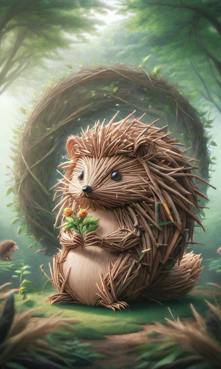 happy hedgehog, sitting in a lush forest, ais-sticks <lora:ais-stcks-sdxl:1.0>, <lora:- SDXL - letitflrsh_let_it_flourish_V1.0:1.0>, <lora:add-detail-xl:1.0>,