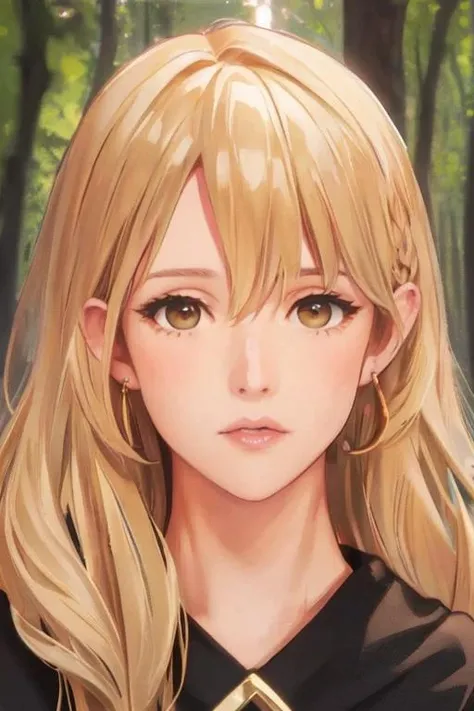 blonde hair, brown eyes, mini short, low-cut top, forest, posing, teasing, sexy ass, ultra-detailed face, ultra-detailed eyes, best quality, masterpiece, 4k, photography, realistic, dynamic light, perfect face, <lora:Angele:1>, looking at viewver