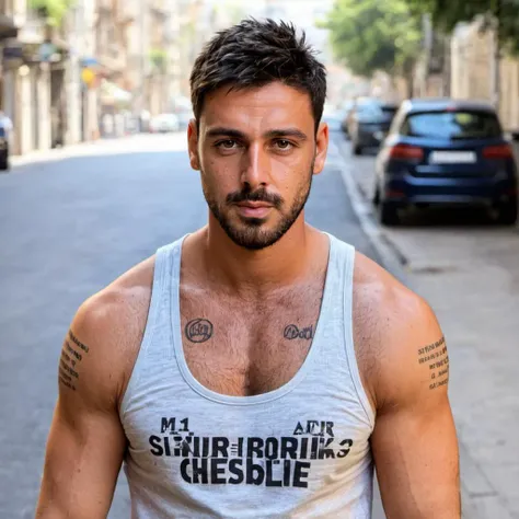 (masterpiece, intricately detailed, highest resolution, best quality:1.2), (doujin), a cocky Bruce Wayne Instagram influencer,a 24 y.o muscle stud with a muscular physique sitting on a chair with black eyes,dark-skinned male, wearing a ((open jacket, chav, armbands)), (excessive cum), (cum on body), (cum drip), flaccid penis,saggy balls,hairy chest,vascular,muscle striations,soft light,fantastic realism, ((colth))