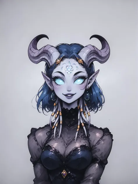 score_9,score_8_up,score_7_up,score_6_up,score_5_up,score_4_up,(a female draenei bent over, looking at viewer, smiling) (elegant, majestic, beautiful, stunning) (wearing a beautiful gown) long curved horns,outline,(watercolor portrait) clear eyes,glowing eyes,upper body,colorful,clear lineart,sharp,flat color,2d,<lora:CitronAnimeTreasure:1>,<lora:draenei-wc-richy-v1_pdxl:1>,<lora:c0l0urc0r3XLP2:1>,<lora:Desolation:1>,<lora:Final_Fantasy_Tactics_XLv2:1>,<lora:OldAnimeStyle_XL_v3:0.3>,