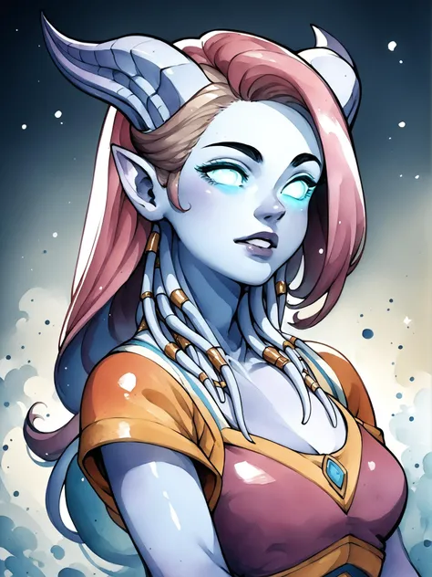 score_9,score_8_up,score_7_up,score_6_up,score_5_up,score_4_up,(a female draenei) outline,(watercolor portrait) clear eyes,glowing eyes,upper body,colorful,clear lineart,sharp,flat color,2d,<lora:CitronAnimeTreasure:1>,<lora:draenei-wc-richy-v1_pdxl:1>,