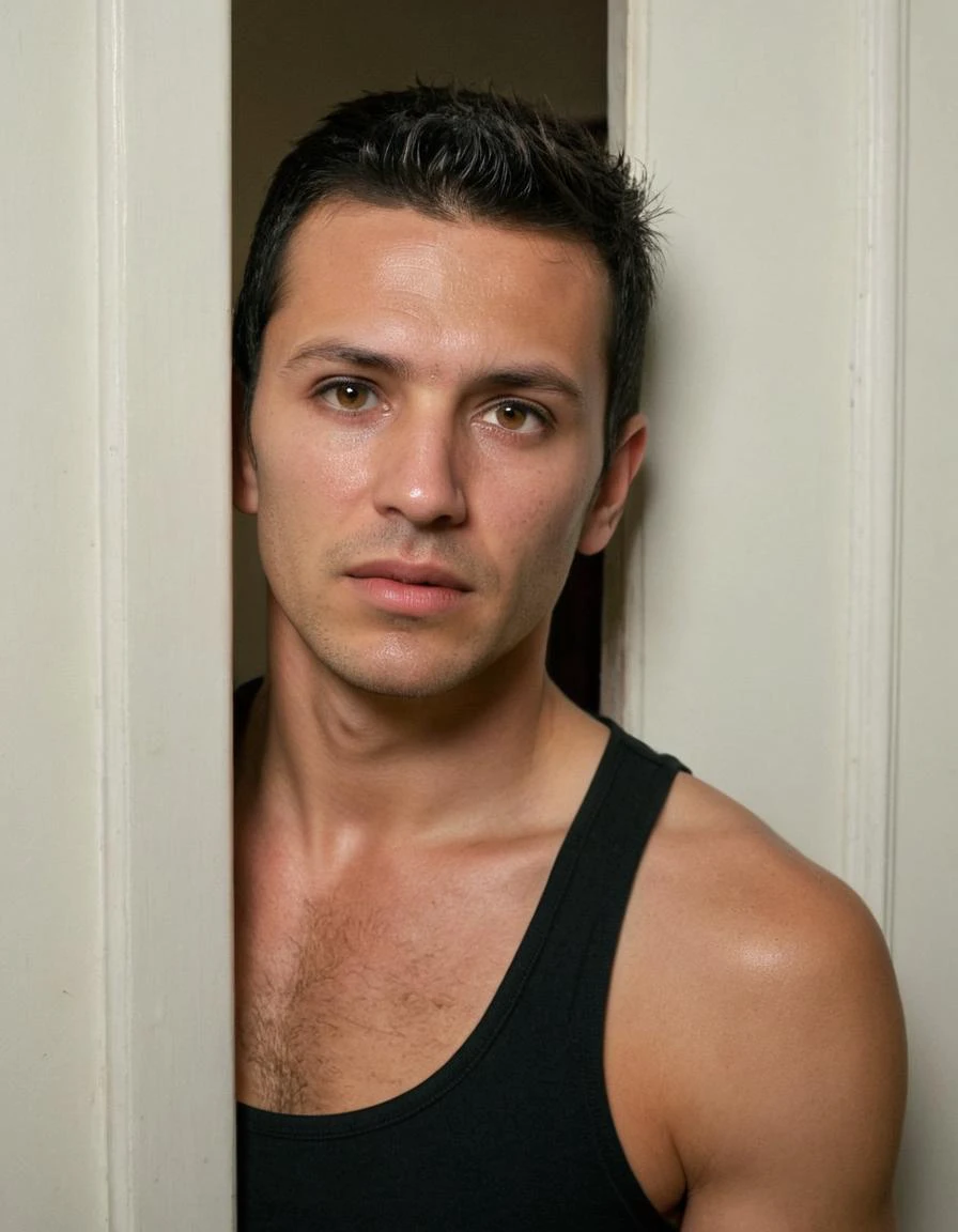 RAW photo portrait
female male senior robust, latin american, brown eyes, roman nose, unusual chin, symmetrical cheeks, , black mid fade hair, sarcasm wearing athletic leggings, ,, peeking from behind a door, peering from behind a slightly ajar door, creating an air of secrecy and allure, ethereal lighting, soft and otherworldly light, ideal for fantasy and romantic elements, a cheerful school classroom, with students working together and a passionate teacher
suburbia, coral atoll
(natural skin:1), (skin details, skin texture:1.1), (skin pores:0.5), (skin imperfections:0.3), extremely detailed, absurdres, sharp focus, volumetric lighting, subsurface scattering
<lora:add-detail-xl:1.0>