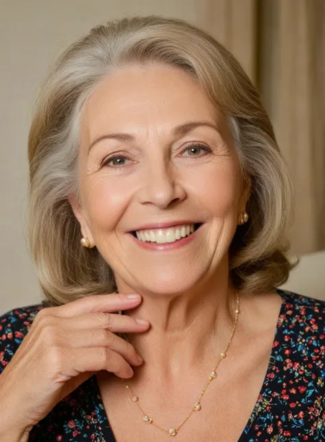 Matrophilia photography of woman, GILF,bust shot, dopamine, oxytocin, smile