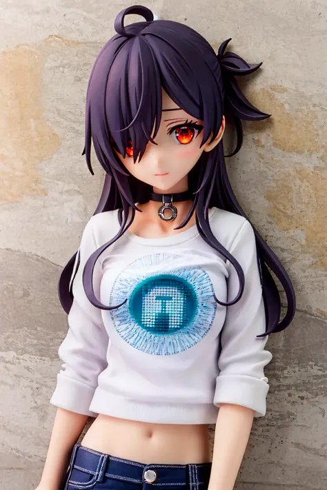 best quality, intricate details, chromatic aberration,
1girl, long hair, black hair, messy hair, red highlights, hair over one eye, red eyes, sharp eyes,
choker, neon shirt, torn legwear, open jacket,
against wall, brick wall, graffiti, dim lighting, alley
<lora:vicinekoStyleLora284_v10:1>
