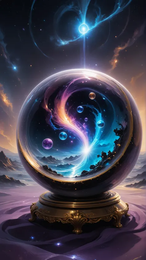 Fantasy art depiction of fragile glass orbs, intricately designed, with glowing, colorful, vibrant galaxies swirling inside each orb, set against a dark, starry night backdrop, placed carefully on a velvet cloth, soft, warm, ambient light highlighting the orbs, detailed, delicate, mystical, enchanting, dreamy, whimsical, captivating.