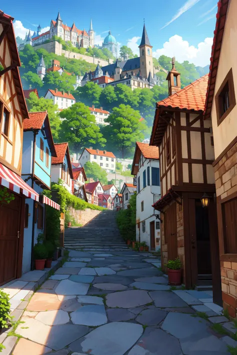 (best quality:1.4), ultra detailed, scenary, no humans, medieval town, festival venue