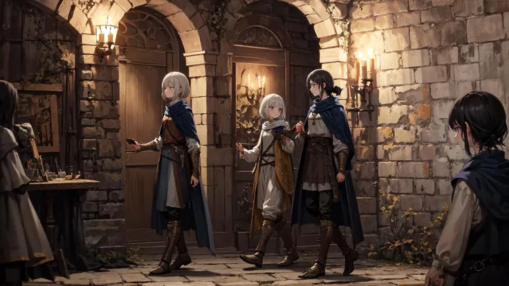 (Medieval European Fantasy:1.2), best quality, ultra detailed, (minor:1.3),
(looking away:1.2), (Various hairstyles:1.3), (depth of field:1.2),
(Warrior:1.4), equipments,
,
small breasts,
short hair,
gray hair,
(dungeon, <lora:dungeon_v2.0:1>:1.4),
walking,
from side,
,
daytime, <lora:flat2:-0.4>