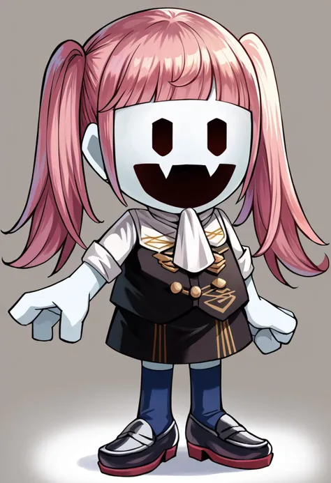 score_9, score_8_up, score_7_up, source_anime, BREAK solo, <lora:Jack-Frost-Maker-pdxl_Fp:1> jackfrostmaker, open mouth, creature, fang, full body, white skin, no humans, chibi, <lora:fireemblem_goneril_ponyXL:1> hildauniform, twintails, garreg mach monastery uniform, white ascot, sleeves rolled up, blue thighhighs