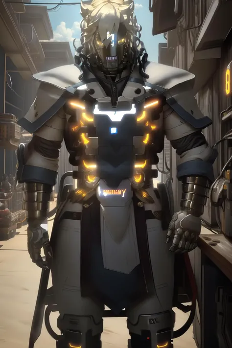 <lora:guiltygear_robo-ky:1> ggroboky, robot, realistic,mechanical arms, <lora:Niji:0.6>, cowboy shot, beautiful lighting, electricity, sparks, (masterpiece, best quality,highres, perfect hands), masterpiece,best quality,ultra-detailed,very detailed illustrations,extremely detailed,intricate details,highres,super complex details,extremely detailed 8k cg wallpaper