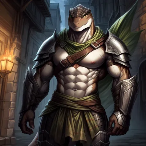 ((((white, brown, green, ), lizard), muscular, abs, armor, powerful warrior in the Overlord's army, handsome and dashing face, dark armor, detailed background, ):1.5),
((in the style of and art by    So-Bin, )), 
((in the style of the anime Overlord, ))
chiaroscuro, anime screenshot, deep metallic colors, vivid colors, <lora:crusch-v1:0.4> crusch, <lora:waterVFX:0.35>  <lora:more_details:0.5>  <lora:zaryusu_shasha_v1_ep12:0.4> zaryusu shasha,