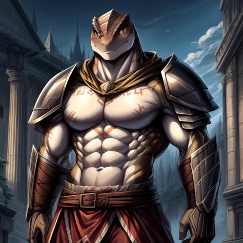 ((((brown, ), lizard), muscular, abs, armor, powerful warrior in the Overlord's army, handsome and dashing face, dark armor, detailed background, ):1.5),
((in the style of and art by    So-Bin, )), 
((in the style of the anime Overlord, ))
chiaroscuro, anime screenshot, deep metallic colors, vivid colors, <lora:crusch-v1:0.4> crusch, <lora:waterVFX:0.35>  <lora:more_details:0.5>  <lora:zaryusu_shasha_v1_ep12:0.4> zaryusu shasha,