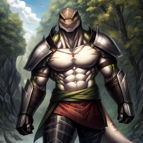 ((((white, brown, green, ), lizard), muscular, abs, armor, powerful warrior in the Overlord's army, handsome and dashing face, dark armor, detailed background, ):1.5),
((in the style of and art by    So-Bin, )), 
((in the style of the anime Overlord, ))
chiaroscuro, anime screenshot, deep metallic colors, vivid colors, <lora:crusch-v1:0.4> crusch, <lora:waterVFX:0.35>  <lora:more_details:0.5>  <lora:zaryusu_shasha_v1_ep12:0.4> zaryusu shasha,