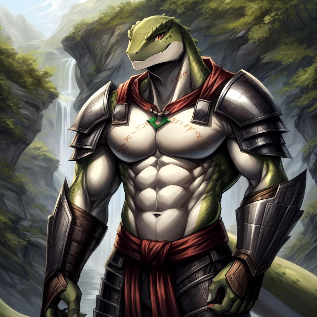 ((((white, brown, green, ), lizard), muscular, abs, armor, powerful warrior in the Overlord's army, handsome and dashing face, dark armor, detailed background, ):1.5),
((in the style of and art by So-Bin, )),
((in the style of the anime Overlord, ))
chiaroscuro, anime screenshot, deep metallic colors, vivid colors, <lora:crusch-v1:0.4> crusch, <lora:waterVFX:0.35> <lora:more_details:0.5> <lora:zaryusu_shasha_v1_ep12:0.4> zaryusu shasha,