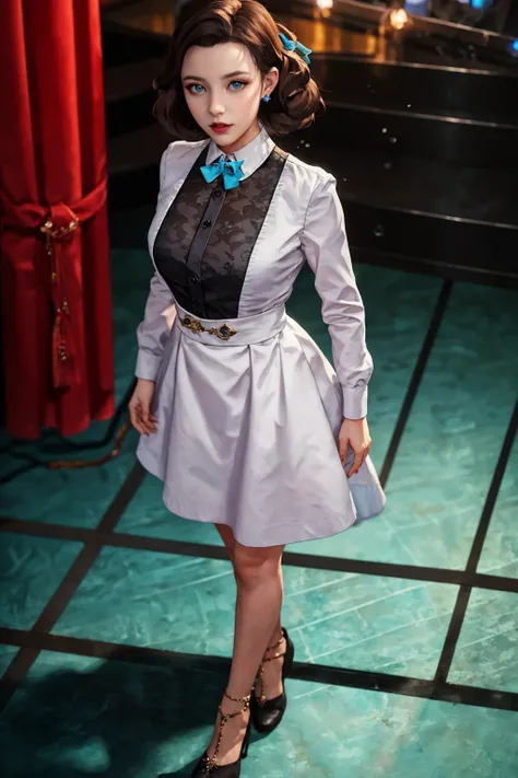 highres,absurdres,masterpiece,best quality,original,extremely detailed CG,extremely detailed wallpaper,perfect lighting,standing on the stage,lips,jitome,makeup,blurry background,from above,looking at viewer,
<lora:Elizabeth_Comstock_adult_v1:0.6>,Elizabeth Comstock,<lora:GoodHands-beta2:1>,