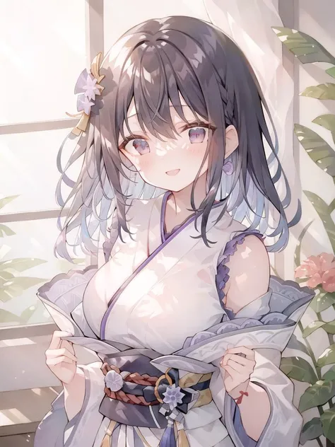 raiden shogun, purple eyes, purple hair, large breasts,
looking at viewer, blush, smile, happy,
masterpiece, best quality, highres, <lora:yukoring:1>