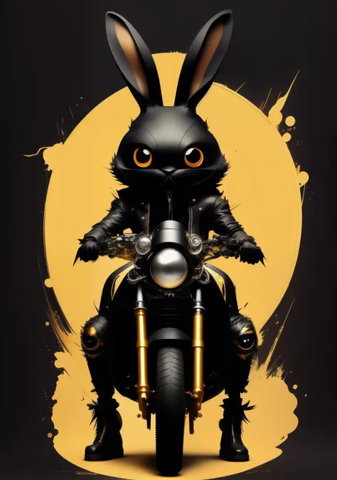 Cartoon Black Humanoid Rabbit with large white eyes leather jacket, ripped skinny jeans and gold front teeth riding a Suzuki 3d render Pixar stylemodel made of Hiroaki Takahashi art ultra perfect composition 3d liquid detailing fluid acrylic by Greg Tocchini, James Gilleard, Joe Fenton Kaethe, Butcher Bosch, Dan Mumford, Kandinsky art style [collage] [splatter] [streak] [crop] [cut]