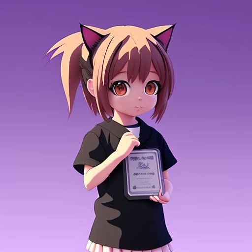 tiny cat girl kid, anime. award winning anime ,8k,hdr