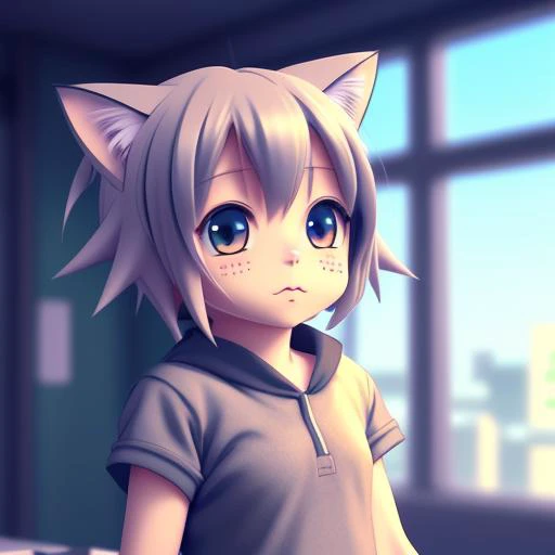 tiny cat girl kid, anime. award winning anime ,8k,hdr