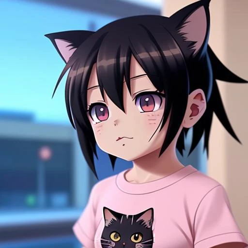 tiny cat girl kid, anime. award winning anime ,8k,hdr, The Rock's Eyebrow Raise Meme