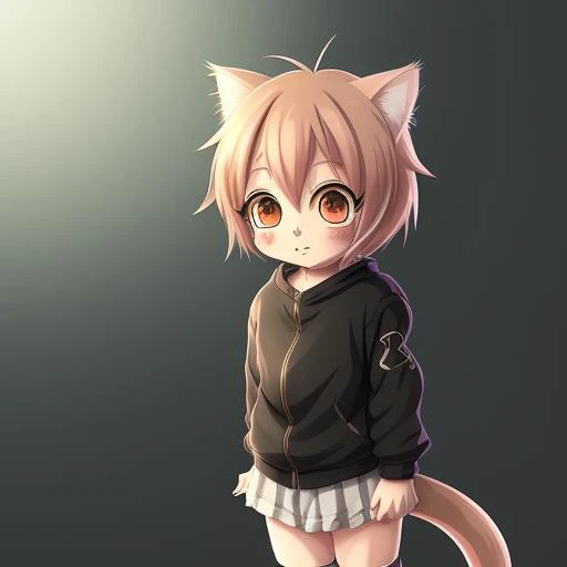 cute tiny cat girl kid, anime. award winning anime ,8k,hdr. extreme detailed