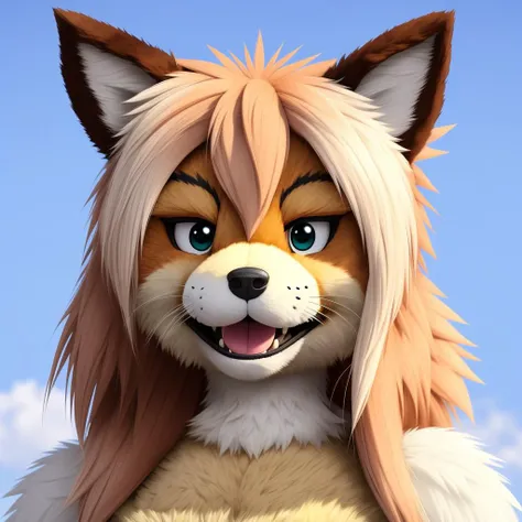 anime, female(furry)in full  Fursuit, fursuit head, realfur, no humans, open mouthbara salomeza,(body full fur)