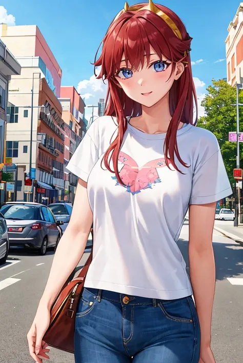 (masterpiece, best quality, beautiful detailed eyes), city, street 
1girl,  cowboy shot, park, 
<lora:DitaLiebely_V1-Manityro-dadapt:1>, DitaLiebely, 
hairband, t-shirt,  jeans, shorts