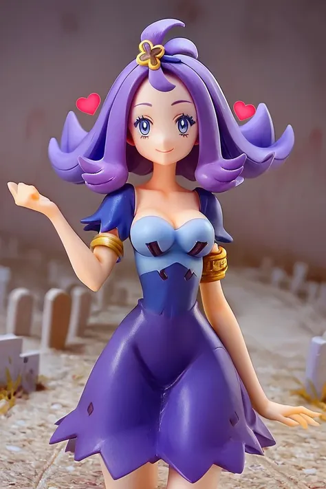 score_9, score_8_up, score_8, medium breasts, cute, eyelashes, figure,   acerola (pokemon), purple hair, purple hair, topknot, flipped hair, collarbone, purple dress, stitches, multicolored dress, armlet, smile, looking at viewer, cowboy shot, medium breasts, curvy, narrow waist, graveyard, <lora:Acerola_Pokemon_P1:0.8>,     <lora:Anime_Figure_P1:1>,