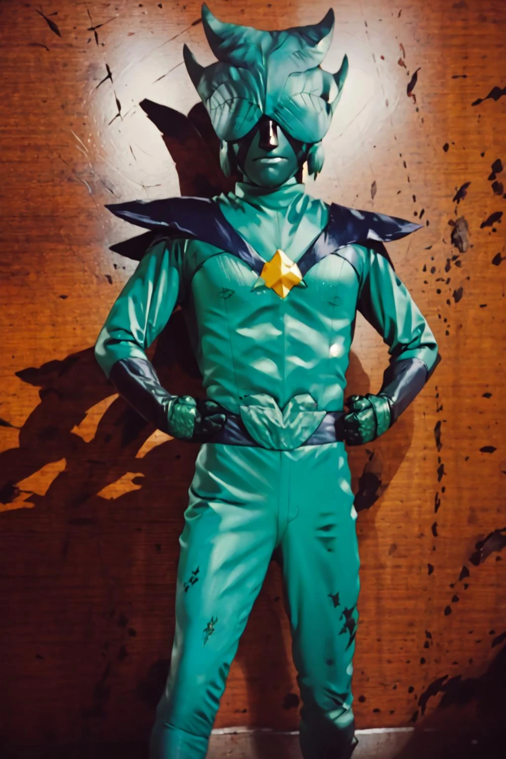 masterpiece, best quality, solo,looking at viewer,1boy,super hero,anime style,
<lora:soubokuV1:01>souboku, green bodysuit,